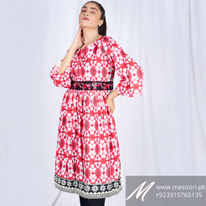 Haute Qualité Long Frock Tie & Die Broderie Pret Impression Numérique Pelouse Collection D'été - Product Image 2