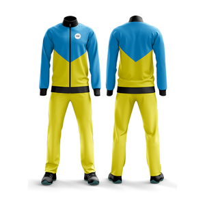 Kit de chándal personalizado para hombre y mujer, conjunto de Camiseta y pantalón con tu propio diseño y logo, azul y amarillo - Product Image 1