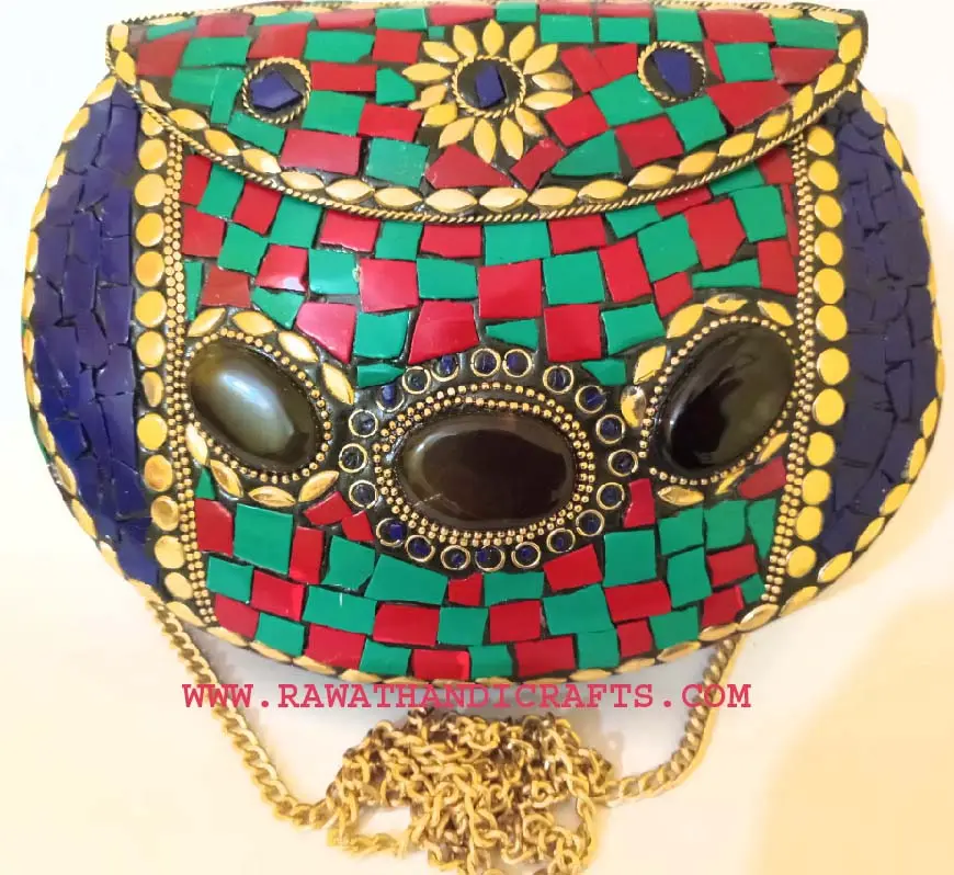 Bolsa mosaica artesanal para mosaico, fabricante indiano de moda para senhoras, trabalho manual RH-WA003