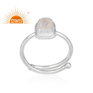 Anillo de Plata de Ley 925 con mango ajustable, joyería de piedra lunar de arcoíris, fabricante de joyería - Product Image 2