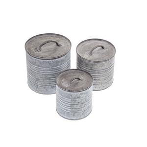 Contenedor cilíndrico de almacenamiento de alimentos en metal galvanizado gris perfecto para soluciones elegantes de organización y almacenamiento en el hogar - Product Image 1