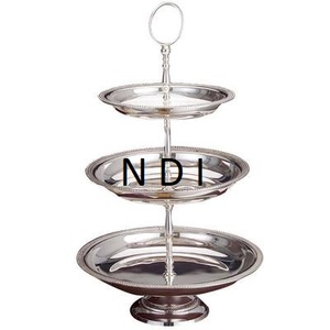 Supports décoratifs ronds à 3 niveaux en métal nickelé, très demandés, pour fêtes et célébrations, accessoires pour la maison et l'hôtel - Product Image 1