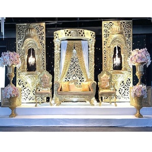 Conjunto de escenario de fibra dorada para boda, Set de decoración de escenario de boda musulmana impresionante - Product Image 1