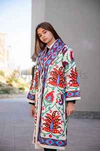 Abrigo bordado de algodón Natural para mujer, chaqueta, bata decorada, abrigos de manga larga, de otoño - Product Image 3