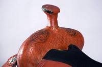Ensemble de sellerie de selle de cheval Western de course de barils en cuir véritable de qualité supérieure, avec siège confortable, arceau en fibre et quincaillerie en acier inoxydable (taille du siège)
