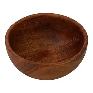 New Arrival Custom Design Wooden Bowls Solid Acacia Wood Serving Bowl Hotels Restaurant Use Salad Soup and Decor Bowl Supplier