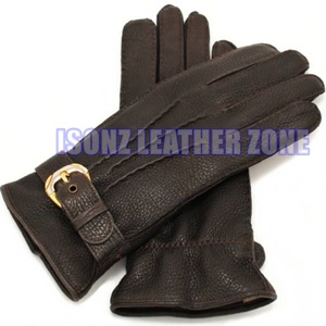 Guantes de Moda para Mujer ISONZ de Piel Auténtica de Cordero y Ciervo, de Primera Calidad, para las Cuatro Estaciones, con Correa de Hebilla, hasta la Muñeca - Product Image 2