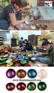 Cuencos vietnamitas artesanales pulidos y ecológicos de cáscara de coco con incrustaciones de conchas marinas, certificados Lfgb/CE, para uso doméstico y comercial. - Product Image 6