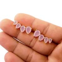 Boucles d'oreilles tendance en argent sterling plaqué or avec pierres précieuses, style Ear Climber/Ear Crawler - Cadeau de mariage unisexe/enfant pour les occasions festives