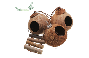 บ้านนกและรังนกทำจากเปลือกมะพร้าวธรรมชาติแบบเป็นมิตรต่อสิ่งแวดล้อม Eco2go เวียดนาม สำหรับนกขนาดเล็ก นกฟินช์ และนกเลิฟเบิร์ด - Product Image 3