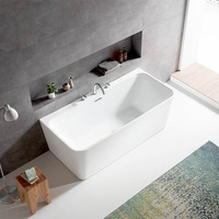 Baignoire autoportante en acrylique, baignoire de luxe, carré, pour la salle de bain, à l'intérieur, taille Standard