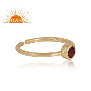 Fabulous Garnet Gemstone Ring Wholesale Yellow Gold Plated 925 Sterling Silver Open Band Ring Jewelry Suppliers - Product Image 3