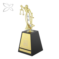 Trophée Crystocraft personnalisé en métal doré, motif déesse de la justice, art populaire, sérigraphié 1 couleur, gravé au laser