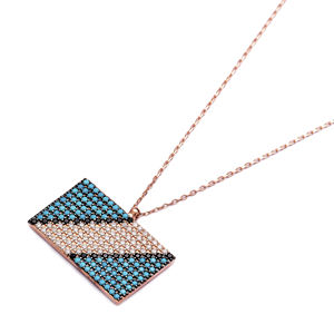 Colgante de Plata de Ley 925 con forma de rectángulo turquesa, joyería hecha a mano - Product Image 2