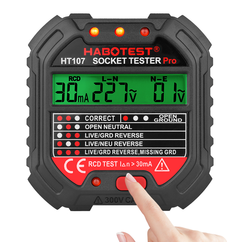 Электр штекер безопасности прибор для проверки патронов habotest HT107E RCD розетка электропитания тестер