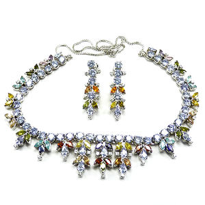 Christmas Special 925 Sterling <b>Silver</b> Multi Color CZ <b>Necklace</b> <b>and</b> <b>Earrings</b> <b>Set</b> Wholesale Jewelry Manufacturer - Product Image 1