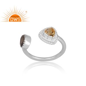 ลาบราดอไรต์ธรรมชาติและซิทรินพลอยแหวนเครื่องประดับผู้ค้าส่งปรับ925เงินสเตอร์ลิงแหวนเครื่องประดับเปิดผู้จัดจำหน่าย - Product Image 2