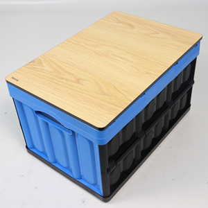 Household Collapsible Storage Crate Foldable Crate With Wooden Lid Durable Stackable Folding Box For Daily Use