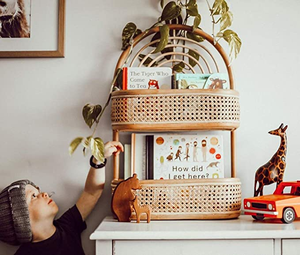 Étagère murale en rotin à deux niveaux, produit en forme d'arc-en-ciel, fait à la main, rangement pour chambre à coucher, vente en gros, nouveau Design - Product Image 4