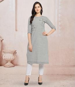 Ropa de fiesta de diseñador última tela de seda de algodón de media manga Formal mujeres indias listas para usar Kurti Ropa Étnica de bajo precio - Product Image 1