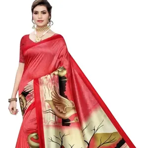 Penerimaan Pernikahan Buatan India Khusus Polos Tampak Berkelas Mysui Silk Sari untuk Wanita Berkelas