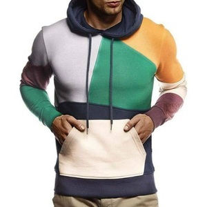 Mens Color Block Hoodie Sweatshirt Casual Pullover Tops Long Sleeve Hooded Tops - Product Image 1