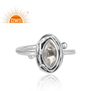 Anillo de plata de primera ley y cuarzo para mujer, sortija, plata esterlina 925, gema, piedra preciosa, diseño oxidado, chica - Product Image 2