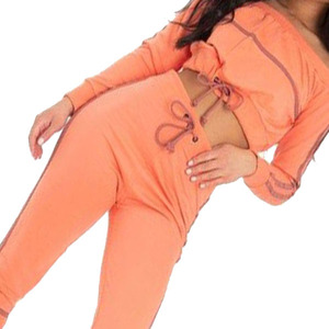 Las mujeres traje de Color naranja, cremallera, bolsillo lateral traje de pista para la venta - Product Image 3