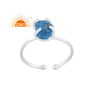 Bague empilable en argent sterling 925 avec apatite néon naturelle pour femme, bijou certifié pour mariage et cadeau de fête - Product Image 1