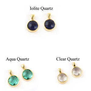 Conectores de colgante de un solo bucle de cuarzo, fabricante profesional, chapado en oro/plata, facetado, aqua, proveedores de joyería - Product Image 6