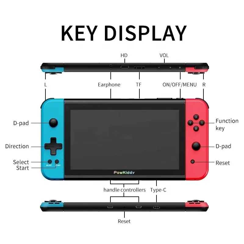 X2 Pro Retro Game Console 7 inch IPS HD Screen Game Player 11 Simulators 2500+ Built-in Games 3000mAh 32G Rechargeable Gamepad