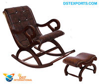 Fauteuil à bascule professionnel de luxe moderne haut de gamme en teck sculpté, taille et couleur personnalisables, mobilier de maison durable DST