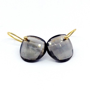 Pendientes de plata de ley 925 con piedra lunar, joyería de moda con chapado en oro precioso, color gris único y ajustable - Product Image 2