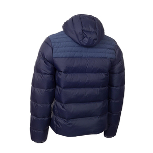 New 2026 <b>Men's</b> Navy Blue Hooded Down Puffer <b>Jacket</b> Windproof Casual <b>Winter</b> Coat Regular Fit Zipper Closure Solid Color - Product Image 2