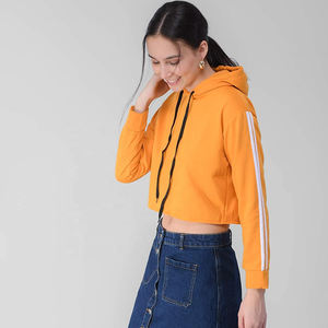 Top corto de lana de punto con capucha y estampado personalizado de alta calidad para mujer - Product Image 4