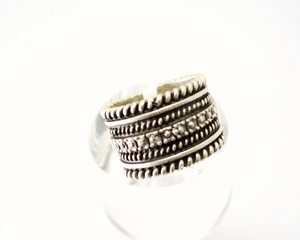 แหวนคลื่นผู้ชายหนางบเงินโบราณโอเรียนเต็ล Unisex ลวด18 K ชุบทองผ้าไหมบริสุทธิ์สีแม่ของมุก Seash - Product Image 5