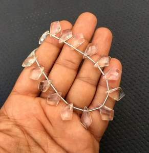 22 pièces de pierres précieuses en cristal naturel à facettes forme fantaisie perles de Briolette incolore Quartz clair bijoux de bricolage vente en gros - Product Image 3