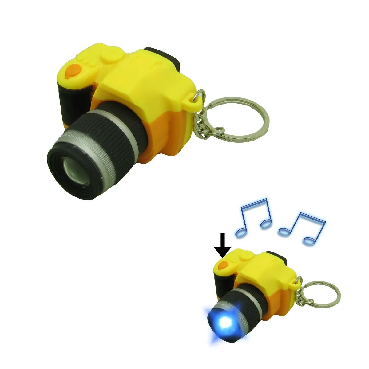 Custom Gift Small Capsule Toy with Sound Photograph Plastic Digital DSLR Camera LED Light Keychain for Vending Machines