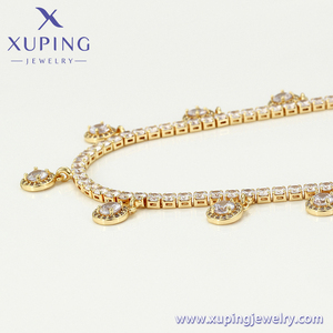 Collana-01384 Xuping in Ottone Dorato 14k con Zirconia Cubica, Collana Lunga a Catena per Donne e Ragazze - Product Image 5