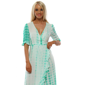 2023 nouveau Tie Dye caftan pour femmes sans bretelles été Cocktail plage Maxi avec longueur au sol longues demi-manches Style de vacances - Product Image 1