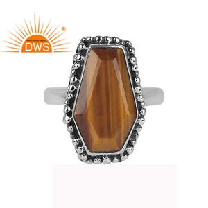 Anillo de piedras preciosas de ojo de tigre Natural para mujer, joyería con estilo, venta al por mayor, proveedor de joyería de plata de ley 925 - Product Image 1