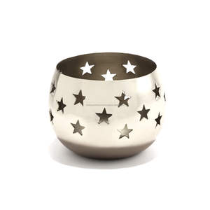 Fancy Decorative <b>Star</b> Cut Design Metal Votive Candle Holders for Wedding Party Decoration Silver Round Candle Jar - Product Image 1