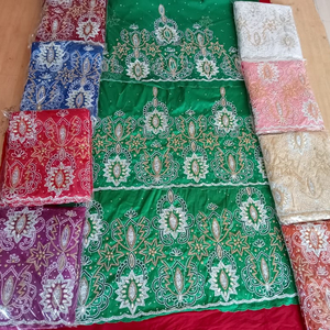 ผ้าพันคอผ้าไหม Gele asoke สำหรับผู้ใหญ่ผ้าโพกศีรษะสไตล์จอร์จประดับด้วยลูกปัดหลากสี - Product Image 1