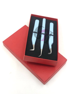 แหนบต่อขนตาสแตนเลส90องศาแบบบางใหม่เคลือบผงสีฟ้าท้องฟ้า - Product Image 6