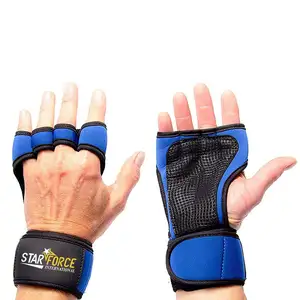 Anti Slip Gel Grip Cross custom logo half finger Fitness Training Workout Exercise fingerless Gym Weight lifting Gloves