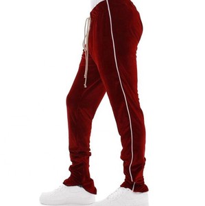 กางเกงติดตามกำมะหยี่แถบข้างผู้ชาย,พร้อมโลโก้ของคุณเอง - Product Image 5