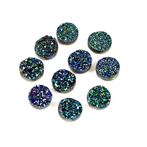 120 Stuks Groen Gecoat Druzy Ronde 6X6Mm 102 Cts Losse Edelsteen