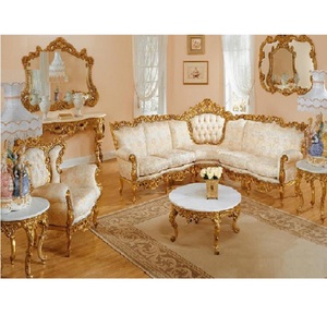 ชุดโซฟาเข้ามุมรูปตัวแอลแกะสลักลายหรูหรา พร้อมเก้าอี้ ทำจากไม้สัก ดีไซน์ทันสมัย สำหรับใช้ในบ้าน - Product Image 1