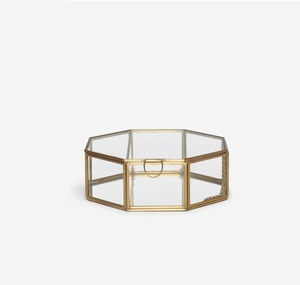 Hexagon Shape Gold & Glass <b>Mirrored</b> <b>Jewellery</b> <b>Box</b> - Product Image 1