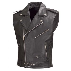 Gilet en cuir de vache pour homme, gilet décontracté de moto, nouveau, - Product Image 6
